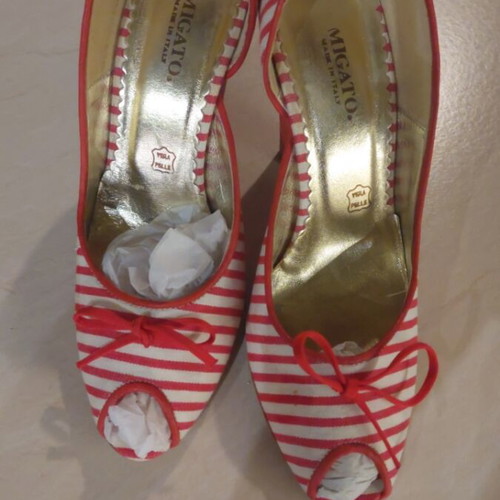 Migato red pumps with white stripes size 39 used