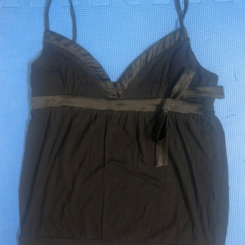 Y2K black babydoll top with satin bow, like new