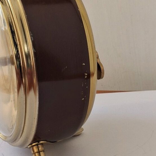 Junghans table clock wind-up like new, brown color