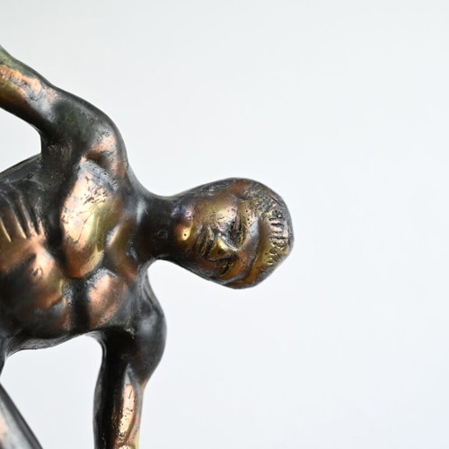 Bronze Discobolus Decorative Statue used, 28 cm height