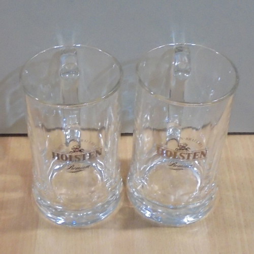 Holsten beer two promotional glass mugs 0.5l used