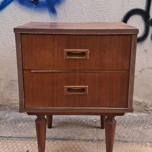 Nightstand used with wear on veneer and varnish