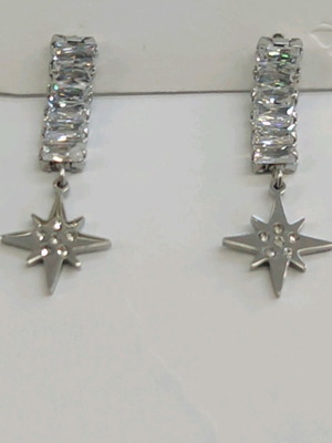 Steel earrings new, silver color