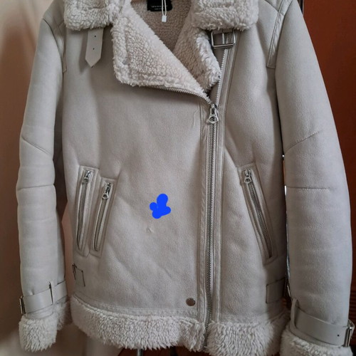Bershka biker jacket cream with fur lining medium like new