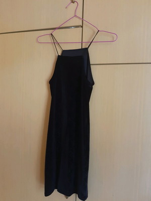H&M dress used, size 36, blue velour fabric