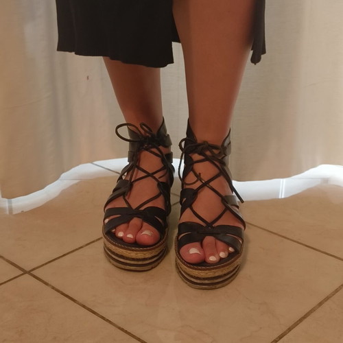 Makis Kotris women's black platform sandals EU 37