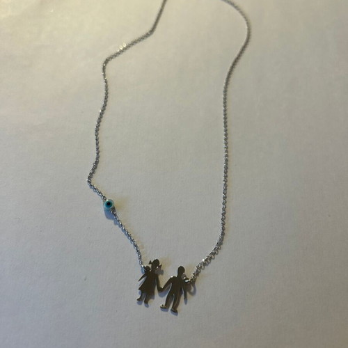 Silver talisman necklace with eye charm like new