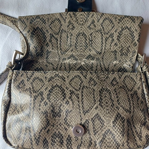 Women's snake print shoulder bag Epsilon by Efstathopoulos like new, beige multicolor