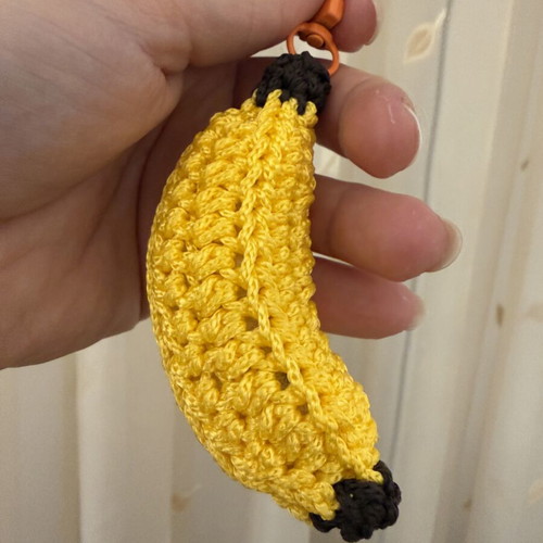 Banana keychain handmade new, green and yellow