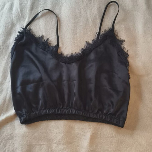 Black satin top with lace like new, Y2K style