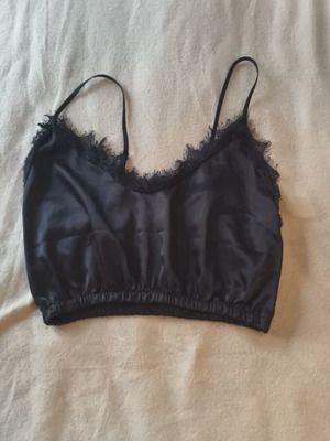 Black satin top with lace like new, Y2K style