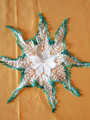 Handmade doily with color in good condition