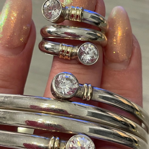Silver gold 925, 585 bracelet and ring set used