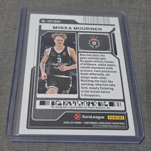 Miikka Muurinen Autograph Veteran Ticket Euroleague Contenders like new
