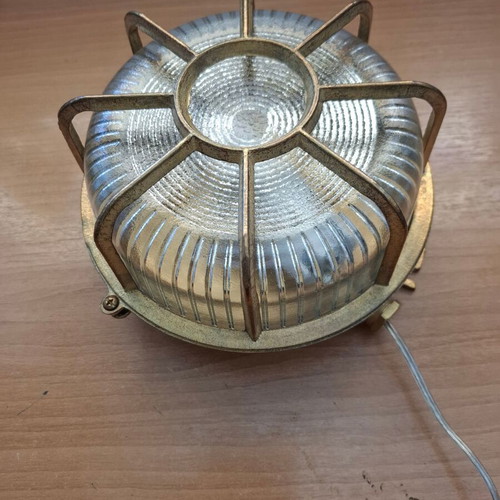 Bronze nautical wall light with glass, vintage, outdoor, Ø20 cm