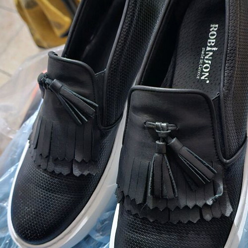 Robinson leather men's loafer like new, black and white, size 44