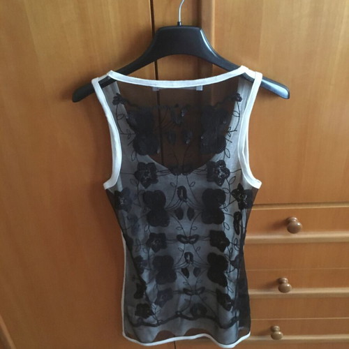 Kontatto sleeveless top with transparency like new, black and beige