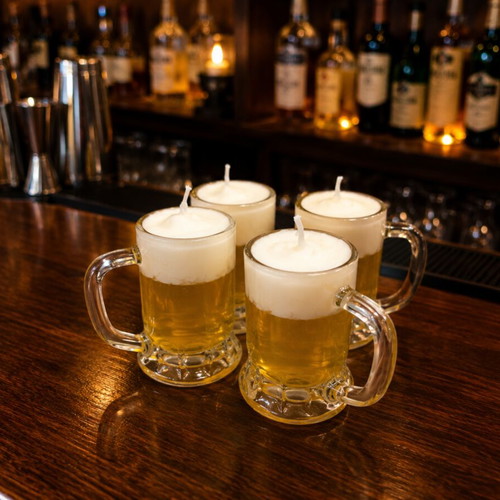 Handmade scented beer candle set with 4 small and 6 medium glasses