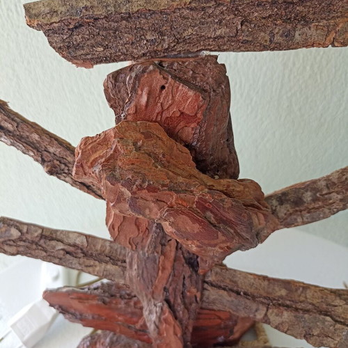 Handmade table lamp with tree bark new