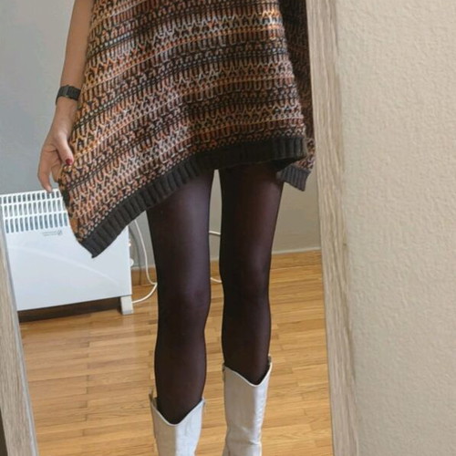 Poncho wool brown shades new, warm, with belt