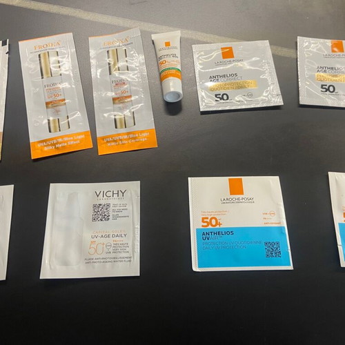 Sunscreen cream samples new, pack of 10, 2ml each, Vichy, Frezyderm, La Roche-Posay, Froika