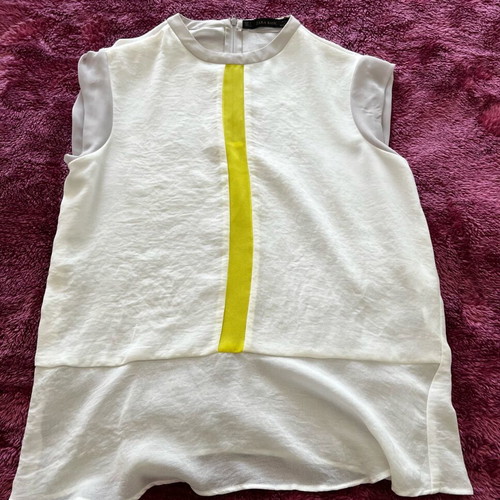 Zara formal blouse white with yellow detail, like new