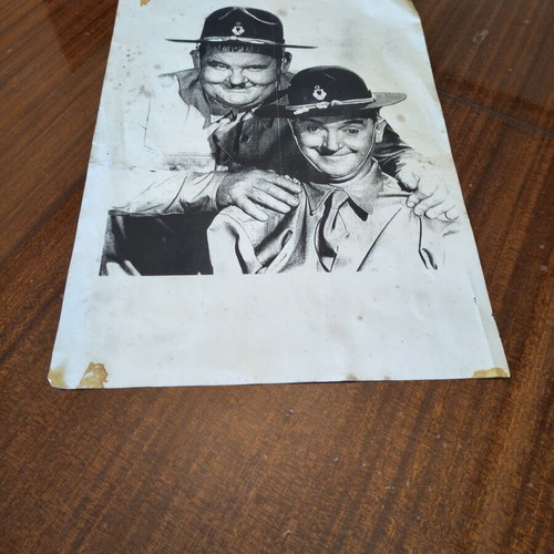Vintage Laurel & Hardy charcoal portrait from Great Guns (1941) used