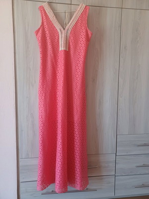 Gianni Rodini No4 abiye dress new, coral lace with slit