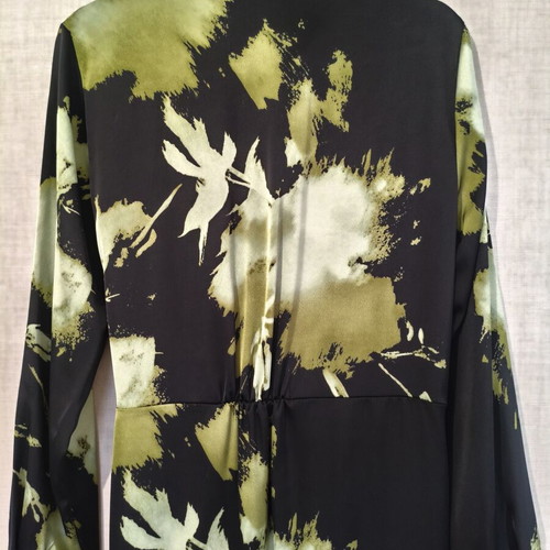 Satin Wrap Maxi Dress Medium with Abstract Print like new