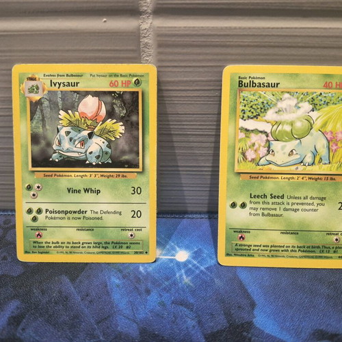 Pokemon Ivysaur & Bulbasaur 1999 Base set non holo cards used