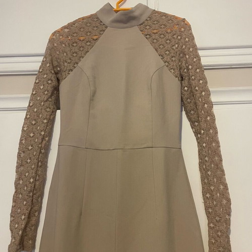 Beige jumpsuit bell sleeves size small like new
