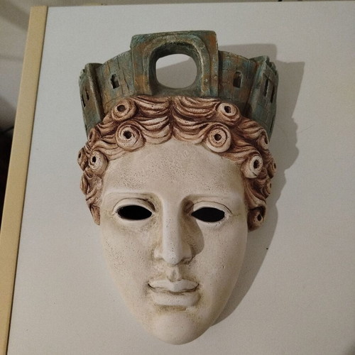 Ceramic Tyche Mask like new, handmade hand-painted wall decor
