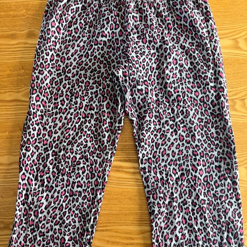 Helios women's pyjama pants, leopard print fuchsia and grey, size Large