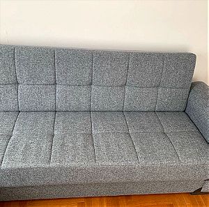 Τριθέσιος καναπές- κρεβάτι γωνία (γκρι)