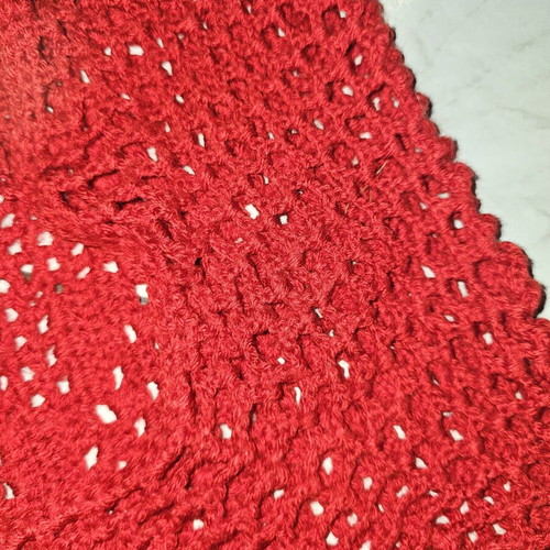 Vintage handmade red crochet blanket and pillow used