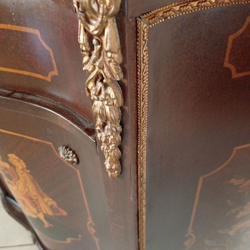 Marquetry Dressing Chest with Copper Decoration Like New