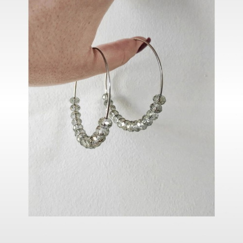 Accessorize Light Gold Hoop Earrings with Beads Like New