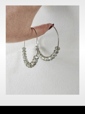 Accessorize Light Gold Hoop Earrings with Beads Like New
