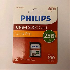 High Speed SD Card 256GB Philips Ultra Pro UHS-I SDXC Class 10 V30 4K UHD in original packaging