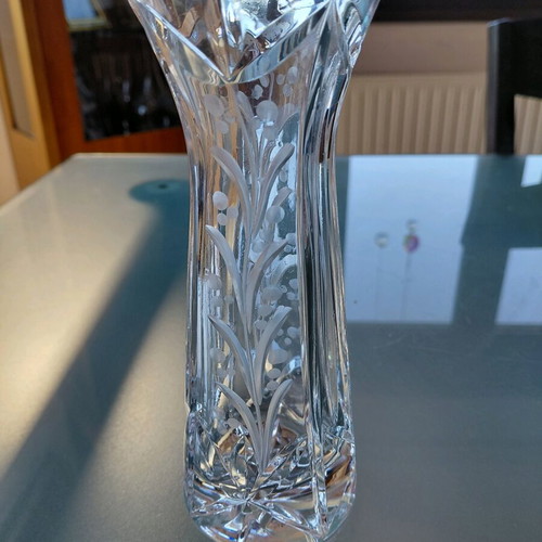 Crystal vase used 17 cm with small damages