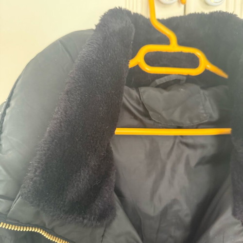 Black quilted jacket S/M like new with gold details