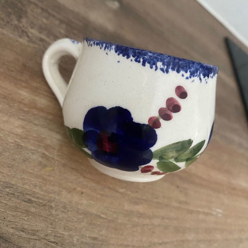 Handmade clay cup from Samos used, hand-painted
