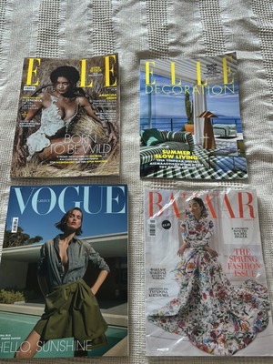 Περιοδικά Elle, Elle Deco, Vogue, Bazaar καινούργια, σετ 5