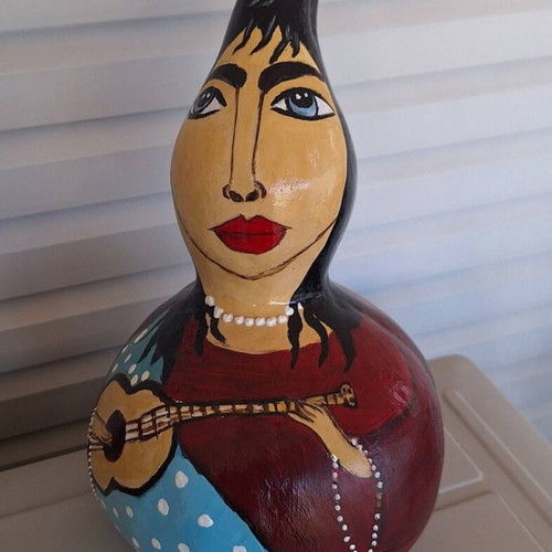 "Organopaichtes" set of 2 handmade decorative bottle gourds