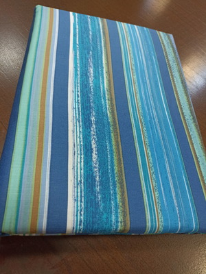 Double duvet cover 2.20x2.40, cotton, reversible striped and solid blue