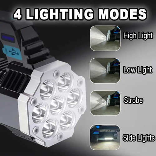 Rechargeable flashlight new with USB, 7 LED and side light