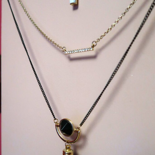 Long necklace with triple chain new, black and gold by ASOS
