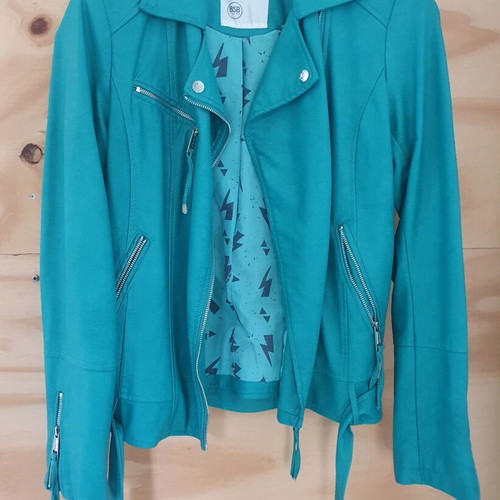 Bikerstyle leatherlook jacket BSB new, size L, seagreen