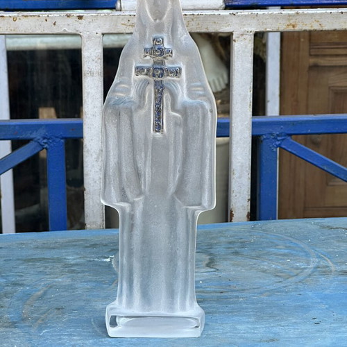 Vintage glass Panagia with cross decorative 28 cm