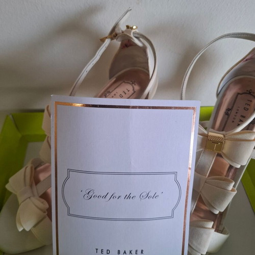Ted Baker cream sandals with bows, size 38